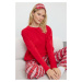 Trendyol Red Cotton Plaid Sleep Band Knitted Pajama Set