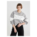 DEFACTO Relax Fit Crew Neck Printed Thick Sweatshirt