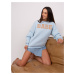 Light blue sweatshirt without hood with inscription