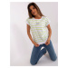 Ecru light green striped blouse with appliqués