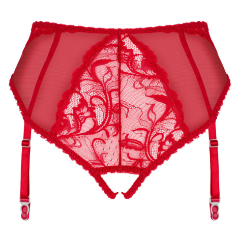 Červené crotchless nohavičky s podväzkovým pásom Dagmarie Obsessive