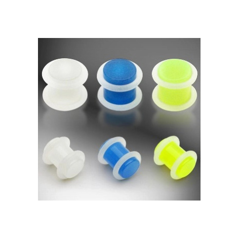 Plug do ucha UV žiarivý v tme, 2 O gumičky - Hrúbka: 8 mm, Farba piercing: Neónová zelená