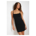 Trendyol Black Strap Square Neck Bodycone/Fitting Stretchy Knitted Mini Pencil Dress