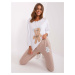 Ecru-Beige Women's Tracksuit with Applique