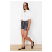 Trendyol Black Buttoned Front High Waist Denim Shorts