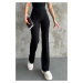 80272 Dewbery High Waist Slim Fit Wide Leg Pants-BLACK