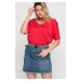 Şans Women's Plus Size Red Decollete Decollete Viscose Tunic