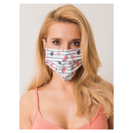 White and pink protective mask with print