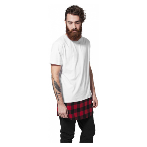 Urban Classics Long Shaped Flanell Bottom Tee wht/blk/red