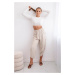 Wide-leg trousers with pockets beige