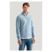 SVETER GANT TEXTURED COTTON H-ZIP STORMY SEA