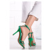 Zelené sandále na tenkom podpätku s ozdobnými kamienkami Lola