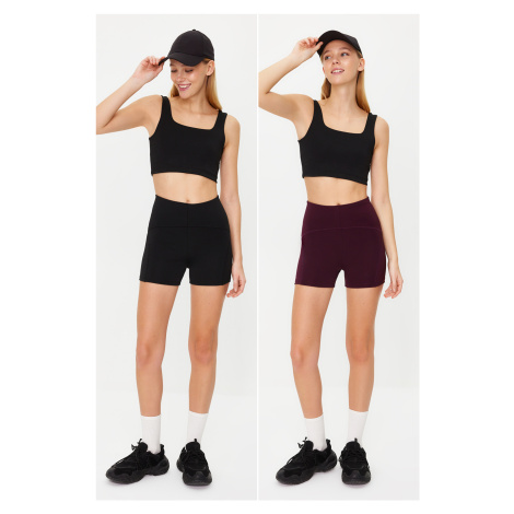 Trendyol Black-Rudum 2-Pack Restorer Knitted Sports Shorts/Short Leggings
