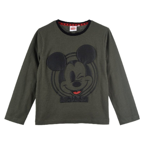 Khaki chlapčenské tričko s dlhým rukávom Mickey Mouse Disney