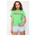 Trendyol Green 100 Cotton Slogan Printed Regular Cut Knitted T-Shirt