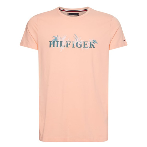 Tommy Hilfiger Tričko - PALM FLORAL TEE oranžové