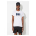 Bavlnené tričko Helly Hansen 34112-001, biela farba