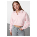 Trendyol Pink Relaxed/comfortable Pattern Polo Collar Thick Polar Fleece Knitted Sweatshirt