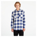 Košeľa Urban Classics Long Oversized Checked Shirt Dark Blue/ Cream