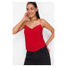 Trendyol Red Spaghetti Strap Collar Neck Stretchy Knitted Blouse