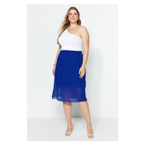Trendyol Curve Blue Pleated Woven Skirt