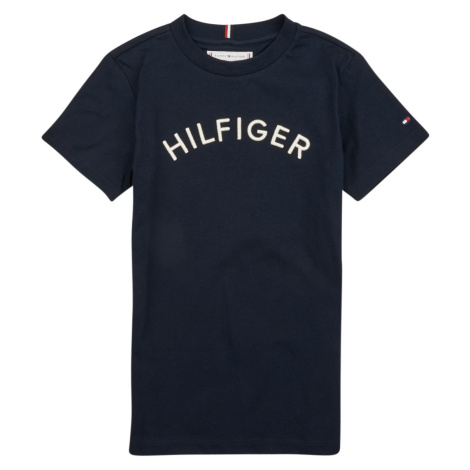 Tommy Hilfiger  U HILFIGER ARCHED TEE  Tričká s krátkym rukávom Námornícka modrá