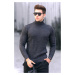 Madmext Anthracite Turtleneck Knitted Patterned Sweater 4655