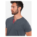 Ombre Men's T-shirt with unbuttoned round henley neckline - navy blue