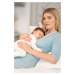Svetlomodrá bodkovaná tehotenská nočná košeľa s čipkou Cerys
