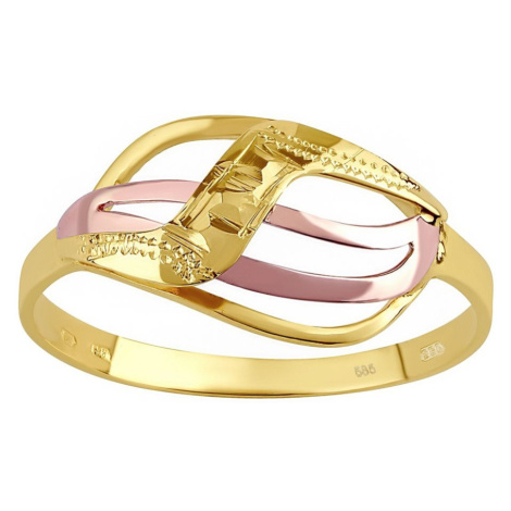 Zlatý prsteň s ručným rytím Rhea zo žltého a ružového zlata Silvego