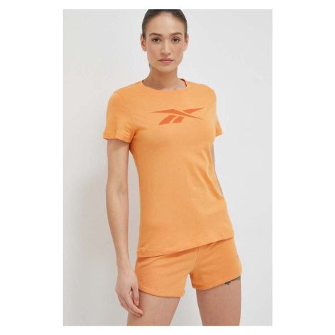 Bavlnené tričko Reebok oranžová farba