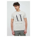 Bavlnené tričko Armani Exchange béžová farba, s potlačou
