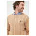 Bavlnený sveter Polo Ralph Lauren pánsky, béžová farba, tenký, 710775885014
