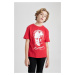 DEFACTO Boy&#39;s Crew Neck Atatürk Printed Short Sleeve Red T-Shirt