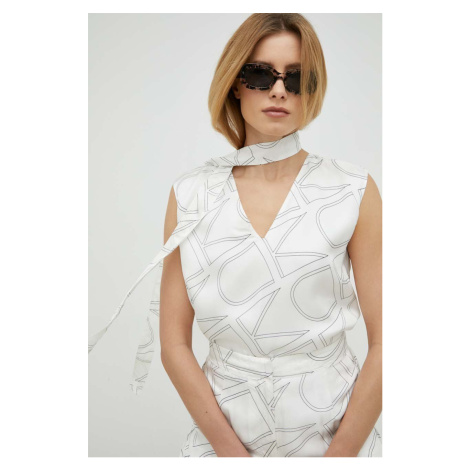 Blúzka Calvin Klein dámska, biela farba, vzorovaná