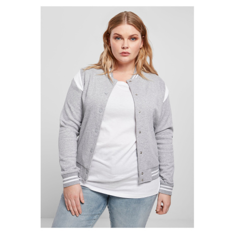 Women's Organic College Sweat Jacket Sweatshirt Grey/White Urban Classics