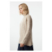 Trendyol Beige Soft Texture Knit Detailed Stand Collar Seamless Knitwear Sweater