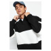 Trendyol Black Oversize/Wide Cut Snap Button Color Inside Polar Fleece Cotton Sweatshirt