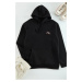 Trendyol Black Regular Cut Minimally Embroidered Polar Fleece/Warm Cotton Sweatshirt