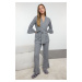 Trendyol Grey Melange Belted Ruffled Ribbed Knitted Pajama Set