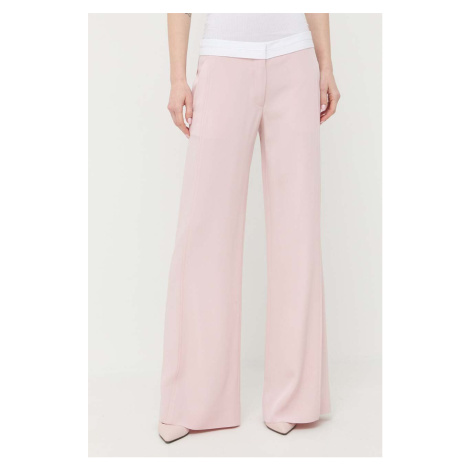 Nohavice Victoria Beckham dámske, ružová farba, široké, stredne vysoký pás
