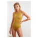 Trendyol Mustard Halter Collar Swimsuit