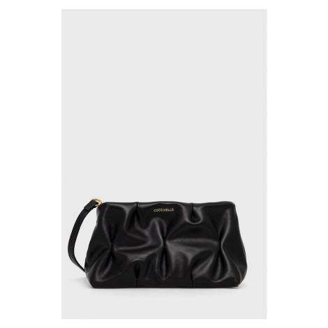 Kožená listová kabelka Coccinelle čierna farba