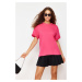Trendyol Fuchsia100% Cotton Premium Oversized/Wide Fit Crew Neck Knitted T-Shirt
