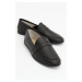 LuviShoes F05 Black Skin Genuine Leather Women's Flats