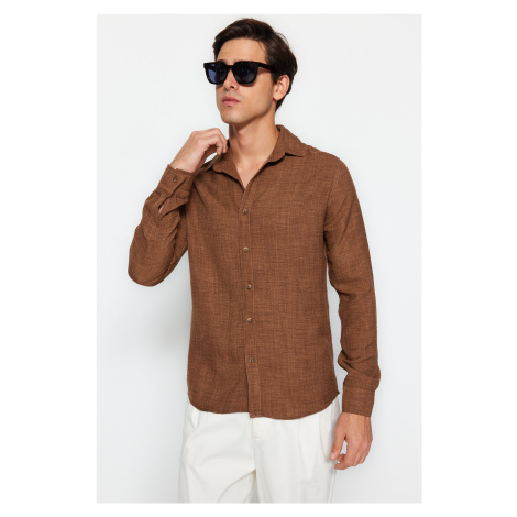 Trendyol Brown Slim Fit Linen Look Shirt