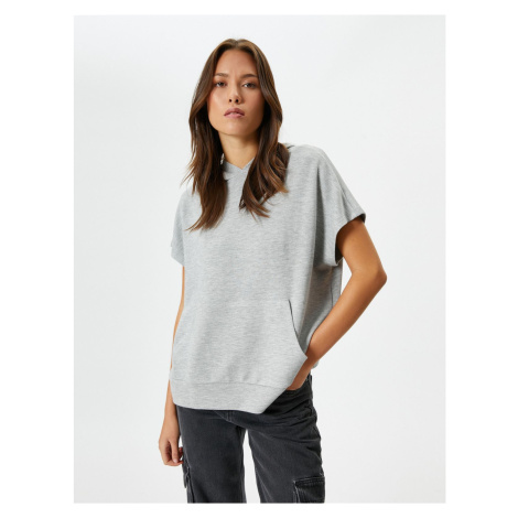 Koton Hooded Sweatshirt Short Sleeve Kangaroo Pocket Viscose