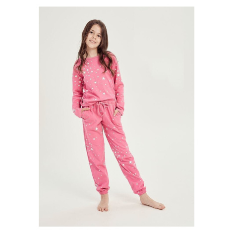Zateplené dievčenské pyžamo Erika ružové pre staršie deti Taro