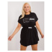 Black plus size mini dress with inscription