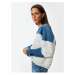 Koton Oversize Sweatshirt Color Block Crew Neck Zipper Detail Raised